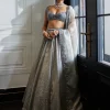 Crystal Grey Sequins Scattered Organza Lehenga Set
