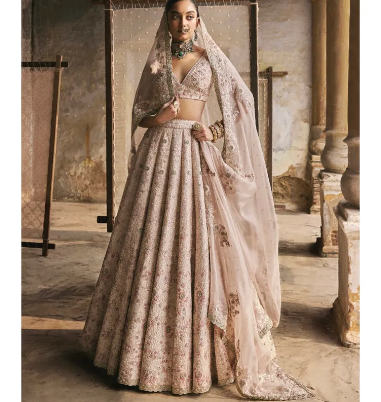 Dabka-Moti Scallop Lehenga Set