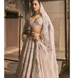 Dabka-Moti Scallop Lehenga Set