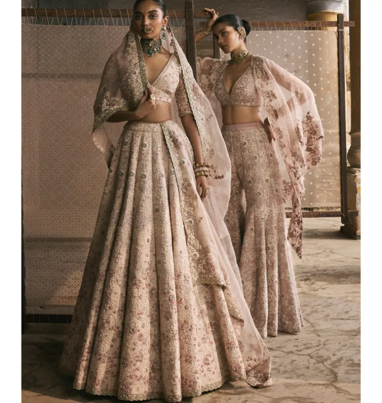 Dabka-Moti Scallop Lehenga Set