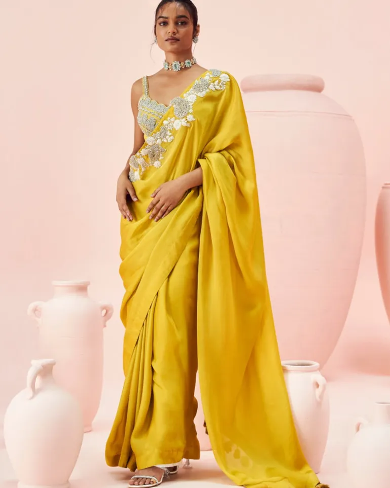 Daisy Yellow Paisley Sari