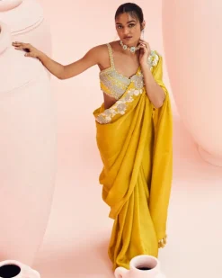 Daisy Yellow Paisley Sari