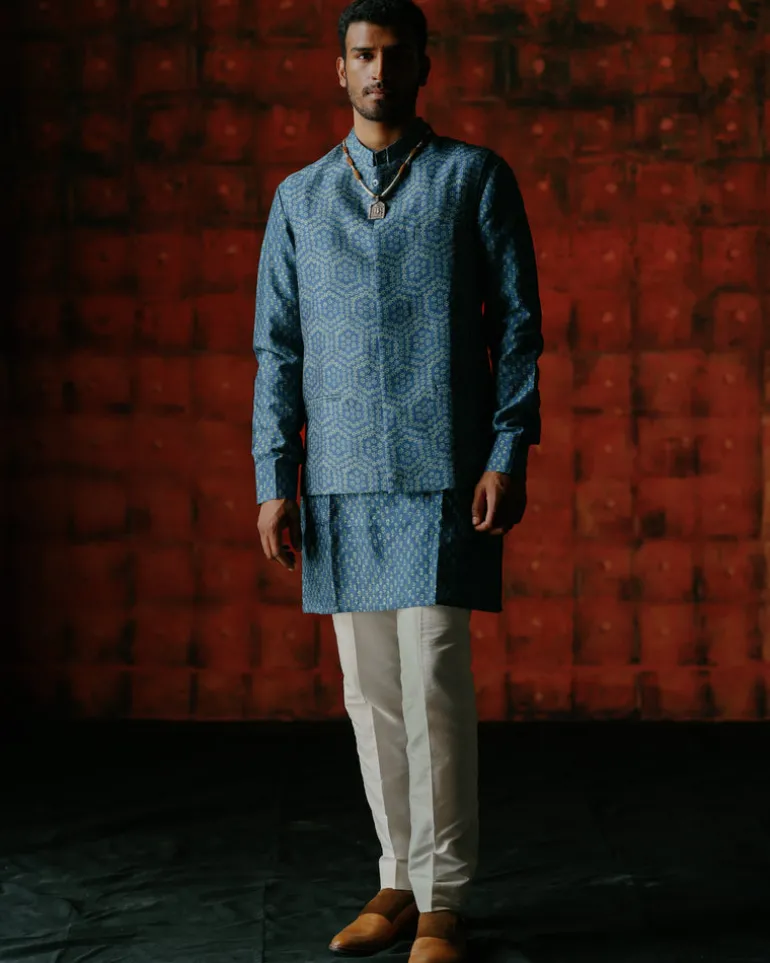 Dante Indigo Nehru Jacket Set