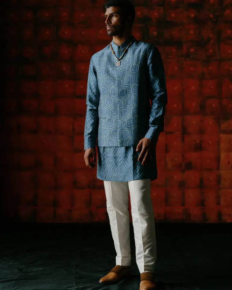 Dante Indigo Nehru Jacket Set
