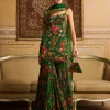 Dark Green Embroidered Kurti And Gharara Set