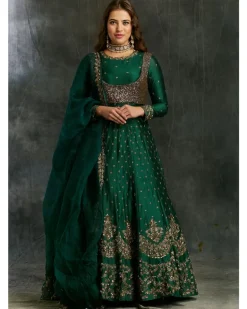 Dark Green Emerald Anarkali Set