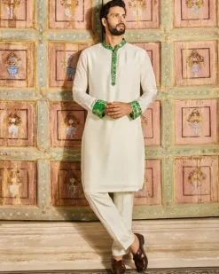 Dark Green Grid Print & Highlighted Bandi Set