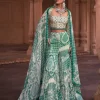 Dark Green Thikri Print & Highlighted Crop Top Set