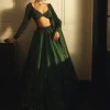 Dark Jade Green Organza Lehenga Set