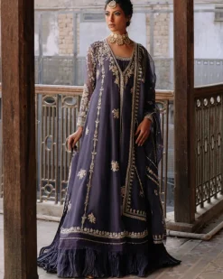 Dark Stale Blue Kalidar Anarkali Set