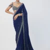 Deep Blue Sequins Embroidered Sari