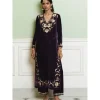 Deep Purple Embroidered Velvet Kurta Set
