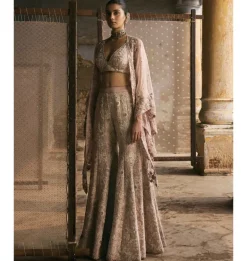 Dupion Dori Work Cape And Sharara Set