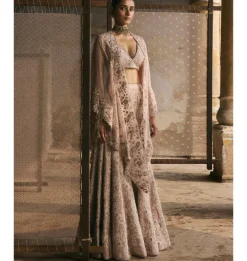 Dupion Dori Work Cape And Sharara Set