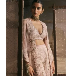 Dupion Dori Work Cape And Sharara Set