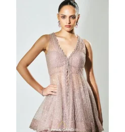 Dusky Pink Peplum Sequins Lehenga Set