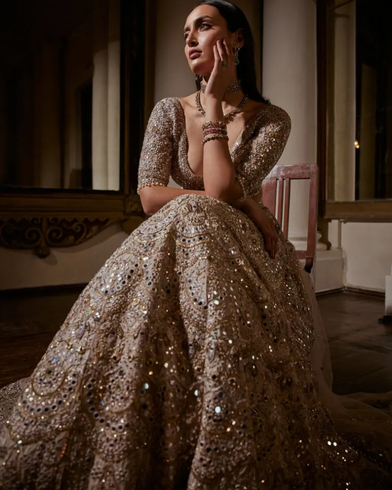 Dusky Rose Mirror Lehenga Set