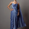 Dust Blue Dust Drape Gown Sari Set
