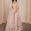 Dust Pink Paisley Rose Gold Lehenga Set