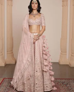 Dust Pink Paisley Rose Gold Lehenga Set