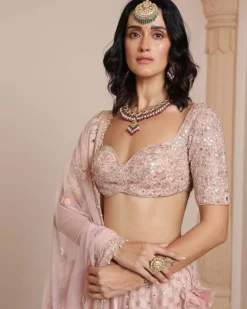 Dust Pink Paisley Rose Gold Lehenga Set