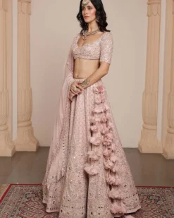 Dust Pink Paisley Rose Gold Lehenga Set