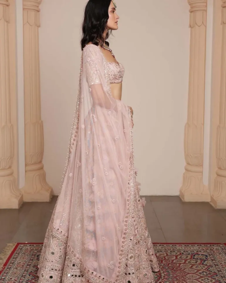 Dust Pink Paisley Rose Gold Lehenga Set
