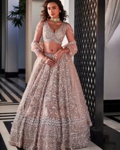 Dusty Brown Embroidered Lehenga Set