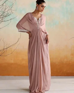 Dusty Pink Draped Kaftan