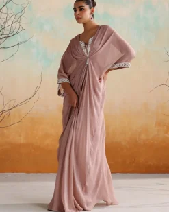 Dusty Pink Draped Kaftan