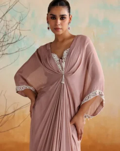 Dusty Pink Draped Kaftan