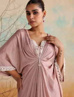 Dusty Pink Draped Kaftan
