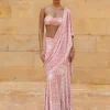 Dusty Pink Sequins Sari Set