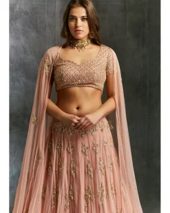 Dusty Pink With Gold Work Lehenga Set