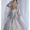 Elaheh Silk Organza Lehenga Set With A Cape