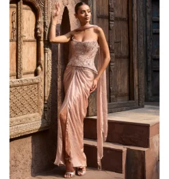 Ember Rose Corset and Drape Skirt Set with Dupatta