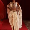 Embroidered Ivory Cape & Drape Skirt Set