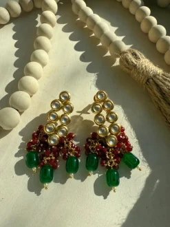 Emerald and Ruby Polki Earrings