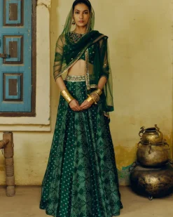 Emerald Green Bandhej Lehenga Set