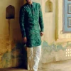 Emerald Green Bandhej Printed Kurta Set