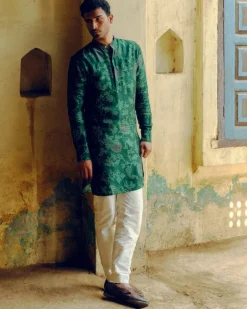 Emerald Green Bandhej Printed Kurta Set