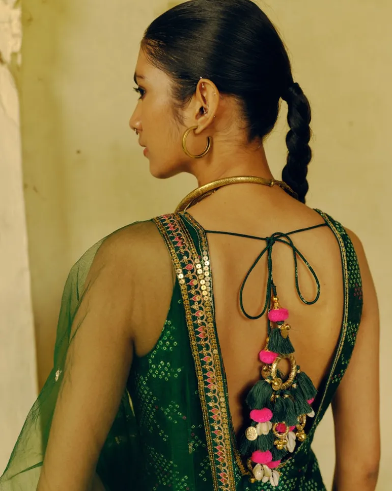 Emerald Green Bandhej Sharara Set