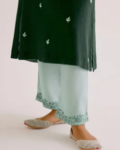 Emerald Green Kota Dori Embroidered Kurta Set