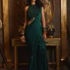 Emerald Green Sharara Pant Sari Set