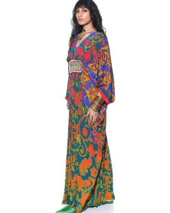 Emerald Orange Royal Paisley Belt Kaftan