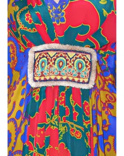 Emerald Orange Royal Paisley Belt Kaftan