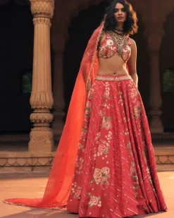 Ethereal Crimson Lehenga Set