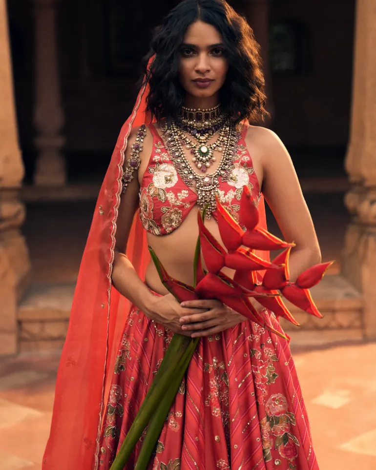Ethereal Crimson Lehenga Set