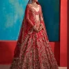 Etta Carmine Red Floral Garden Bridal Lehenga Set