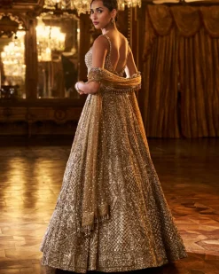 Falaknuma Antique Gold Sequin Lehenga Set
